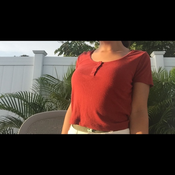 RUST COLOR CROP TOP - Picture 1 of 3